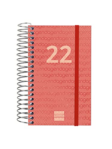 Finocam - Kalender 2022 1 Tag, Januar 2022 bis Dezember 2022 (12 Monate) E3 - 79 x 127 mm Spirale Year Rot Katalanisch von Finocam