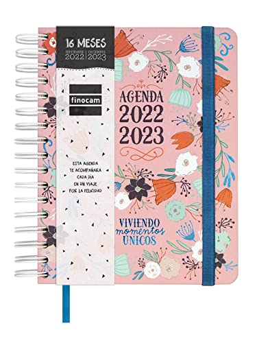 Finocam - Kalender 2022 2023 Vitae 16 Monate Wochenansicht, Horizontal September 2022 - Dezember 2023 (16 Monate) Rosa Spanisch von Finocam