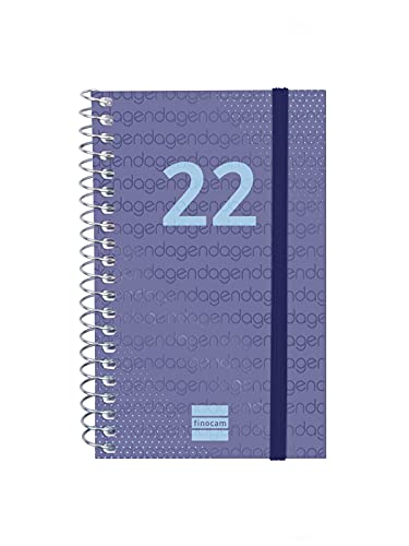 Finocam - Kalender 2022 Wochenansicht Landschaft Januar 2022 bis Dezember 2022 (12 Monate) E3 - 79 x 127 mm Spiralbindung Year blau Spanisch von Finocam