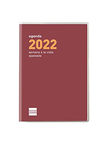 Finocam - Kalender 2022 Wochenansicht Landschaft Januar 2022 bis Dezember 2022 (12 Monate) PL3-82 x 127 mm Flach Cocktail Bordeaux Spanisch von Finocam