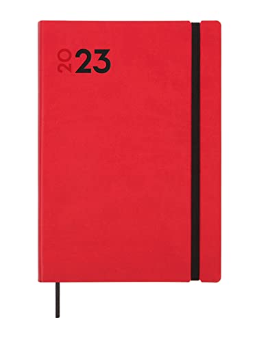 Finocam - Kalender 2023 Dynamic Mara Wochenansicht, vertikal, Januar 2023 - Dezember 2023 (12 Monate) Katalanisch Rot von Finocam