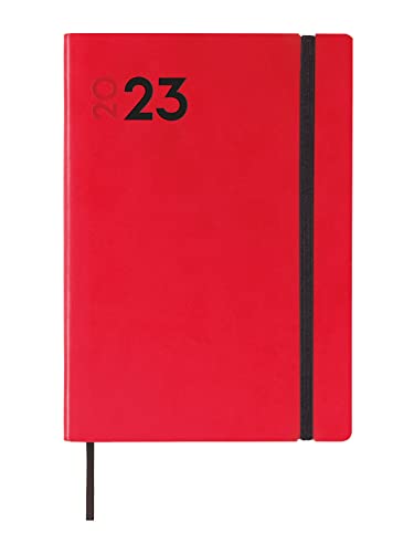 Finocam - Kalender 2023 Dynamic Mara Wochenansicht Horizontal Januar 2023 - Dezember 2023 (12 Monate) Rot Spanisch von Finocam