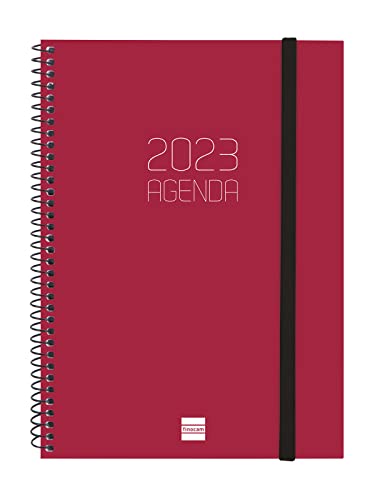 Finocam - Kalender 2023 Spiralbindung Wochenansicht Horizontal Januar 2023 - Dezember 2023 (12 Monate) Vermelho Portugiesisch von Finocam