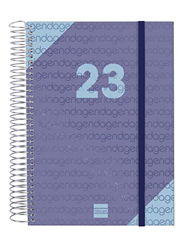 Finocam - Kalender 2023 Spirale Year 1 Tag Seite Januar 2023 - Dezember 2023 (12 Monate), Blau von Finocam