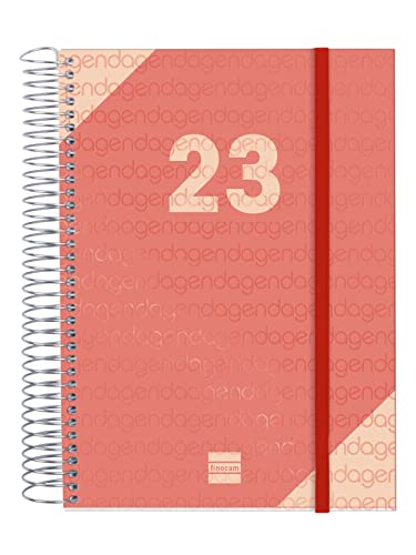 Finocam - Kalender 2023 Spirale Year 1 Tag Seite Januar 2023 - Dezember 2023 (12 Monate) Rot Euskera von Finocam