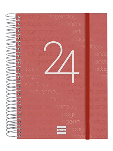 Finocam - Kalender 2024, Spiralbindung, 1 Tag, Januar 2024 – Dezember 2024 (12 Monate), spanisches Rot von Finocam