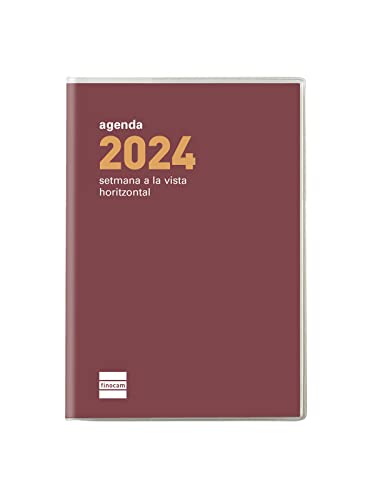 Finocam - Kalender 2024, flach, Cocktail, Wochenansicht, horizontal, Januar 2024 – Dezember 2024 (12 Monate), Bordeaux, Katalanisch von Finocam