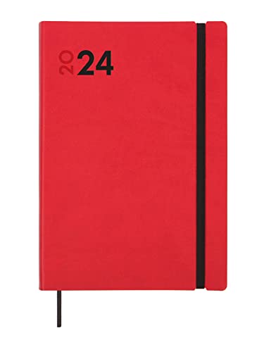 Finocam - Kalender 2024 Dynamic Mara 1 Tag Seite Januar 2024 - Dezember 2024 (12 Monate) Rot Katalanisch von Finocam