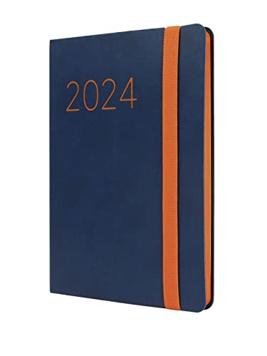Finocam - Kalender 2024 Flexi Lisa Wochenansicht Horizontal Januar 2024 - Dezember 2024 (12 Monate) Katalanisch Blau von Finocam