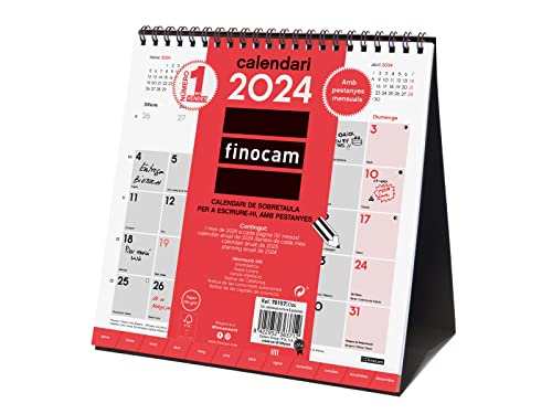 Finocam - Kalender 2024 Neutrale Tischplatte zum Schreiben mit Wimpern Januar 2024 - Dezember 2024 (12 Monate) Katalanisch von Finocam