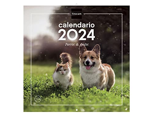 Finocam - Kalender 2024 Wandbilder 30x30 zum Schreiben Januar 2024 - Dezember 2024 (12 Monate) Spanische Hunde und Katzen von Finocam