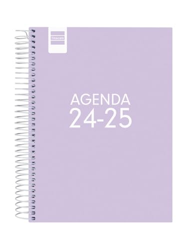 Finocam - Kalender Cool 2024 2025 1 Tag Seite September 2024 - Juni 2025 (Unterrichtskurs) + Juli und August als Übersicht Lila Katalanisch von Finocam
