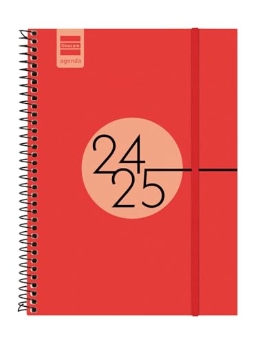 Finocam - Kalender Spir 2024 2025, Wochenansicht, Querformat, September 2024 - August 2025 (12 Monate), Rot Spanisch von Finocam