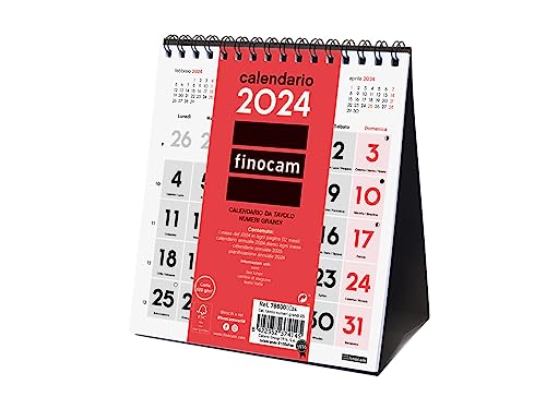 Finocam - Neutraler Tischkalender Große Zahlen 2024 Januar 2024 - Dezember 2024 (12 Monate) Italienisch von Finocam