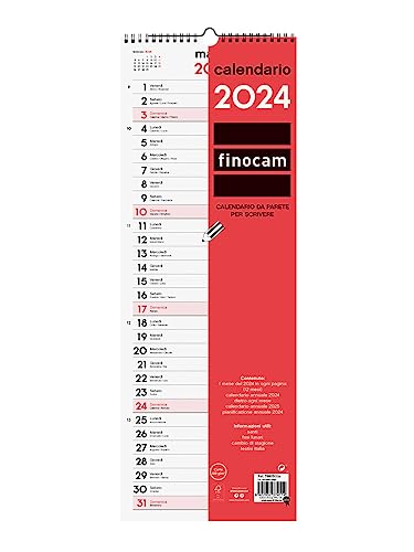 Finocam - Neutraler Wandkalender zum Schreiben 2024 Januar 2024 - Dezember 2024 (12 Monate) Italienisch von Finocam