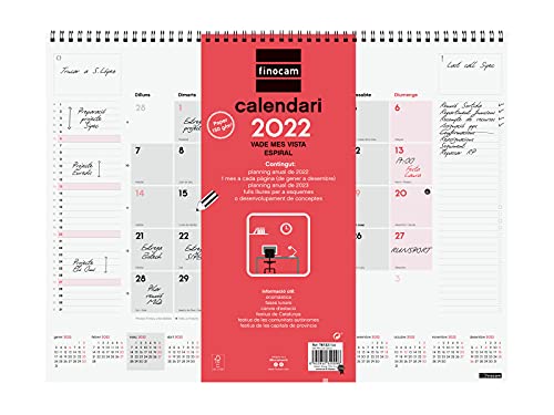 Finocam - Schreibunterlage 2022, 420 x 310 mm, Spiralbindung, neutral katalanisch von Finocam