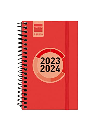 Finocam - Spir Label 2023 2024 Wochenansicht Querformat September 2023 - August 2024 (12 Monate) Rot Spanisch von Finocam