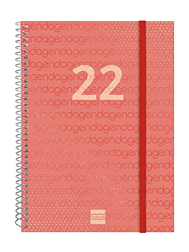 Finocam - Terminkalender 2022 Wochenplaner, von Januar 2022 bis Dezembre 2022 (12 Monate) E10 - 155x212 mm Spirale Year Rot Internationale von Finocam