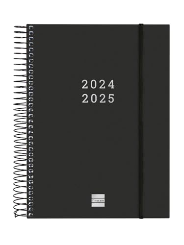 Finocam - Terminkalender Espiral 18 Monate 2024 2025 2 Tage pro Seite Juli 2024 - Dezember 2025 (18 Monate) Schwarz International von Finocam
