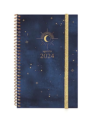 Finocam - Terminkalender Espiral Design Collection 2024 Wochenansicht Horizontal Januar 2024 bis Dezember 2024 (12 Monate) Moon International von Finocam
