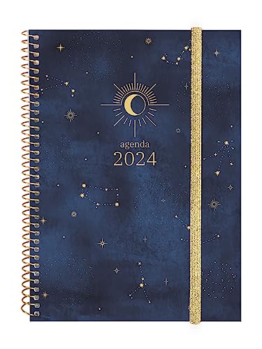 Finocam - Terminkalender Espiral Design Collection 2024 Wochenansicht Horizontal Januar 2024 bis Dezember 2024 (12 Monate) Moon International von Finocam