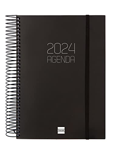 Finocam - Terminkalender Espiral Opaque 2024 1 Tag/Seite Januar 2024 bis Dezember 2024 (12 Monate) Schwarz International von Finocam