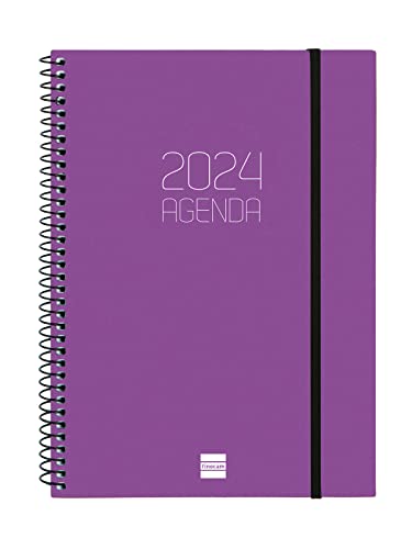 Finocam - Terminkalender Espiral Opaque 2024 1 Tag/Seite Januar 2024 bis Dezember 2024 (12 Monate) Violett International von Finocam