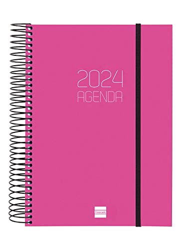 Finocam - Terminplaner 2024, Spiralbindung, 1 Tag, Seite Januar 2024 – Dezember 2024 (12 Monate), Rosa Katalanisch von Finocam