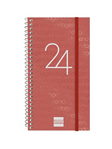 Finocam - Terminplaner 2024 mit Spiralbindung, Wochenansicht, horizontal, Januar 2024 – Dezember 2024 (12 Monate), spanisches Rot von Finocam