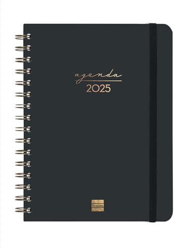 Finocam - Terminplaner Spiralbindung Alma 2025 Wochenansicht Vertikal Januar 2025 bis Dezember 2025 (12 Monate) Schwarz International von Finocam