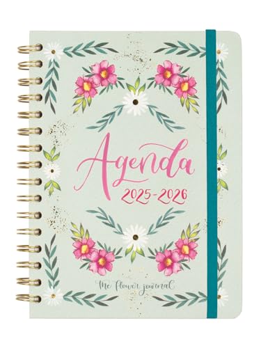Finocam The Flower Journal 2025/2026, Wochenansicht, horizontaler Ansicht, September 2025 - August 2026 (12 Monate), Grün, Spanisch von Finocam