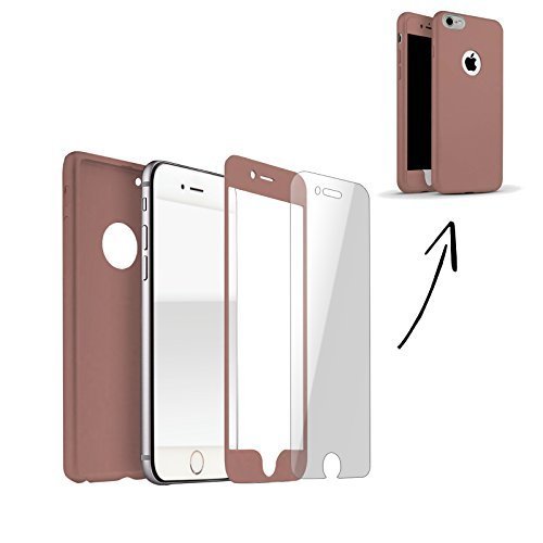 Finoo iPhone 6 Plus/6S Plus 360 Grad Komplettschutz Handyhülle mit Vorne Hinten Schutz Rundumschutz Full Cover für Dein iPhone 6 Plus/6S Plus Schutzhülle Case in der Farbe Rose Gold inkl. Panzerglas von Finoo