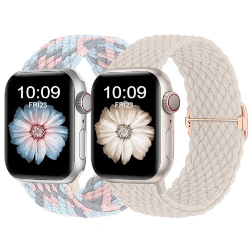 Finoriss Armband Kompatibel mit Apple Watch 38mm 40mm 41mm, Geflochtenes Elastisches Nylon Armband für Apple Watch Series 9 SE 8 7 6 5 4 3, Eleganz/Rauchlila Finoriss Armband Kompatibel mit Apple Watch 38mm 40mm 41mm, Geflochtenes Elastisches Nylon Armband für Apple Watch Series 9 SE 8 7 6 5 4 3, Eleganz/Rauchlila von Finoriss
