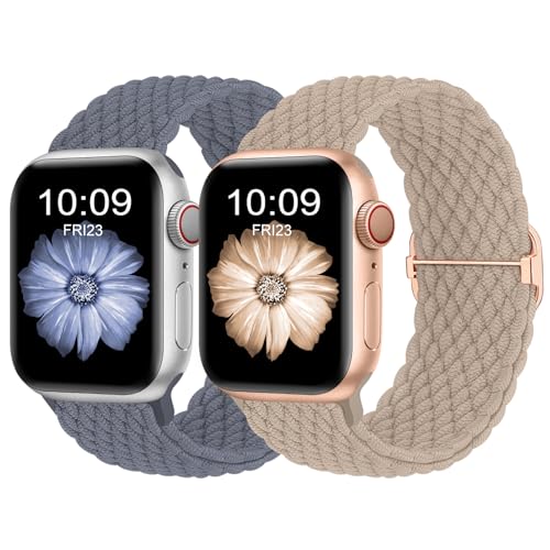 Finoriss Armband Kompatibel mit Apple Watch 38mm 40mm 41mm, Geflochtenes Elastisches Nylon Armband für Apple Watch Series 9 SE 8 7 6 5 4 3, Milchtee/Blaugrau Finoriss Armband Kompatibel mit Apple Watch 38mm 40mm 41mm, Geflochtenes Elastisches Nylon Armband für Apple Watch Series 9 SE 8 7 6 5 4 3, Milchtee/Blaugrau von Finoriss