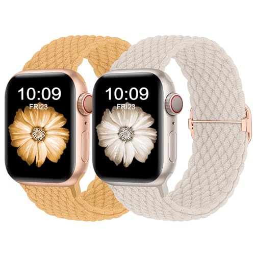 Finoriss Armband Kompatibel mit Apple Watch 38mm 40mm 41mm, Geflochtenes Elastisches Nylon Armband für Apple Watch Series 9 SE 8 7 6 5 4 3, Zitrone/Polarstern Finoriss Armband Kompatibel mit Apple Watch 38mm 40mm 41mm, Geflochtenes Elastisches Nylon Armband für Apple Watch Series 9 SE 8 7 6 5 4 3, Zitrone/Polarstern von Finoriss