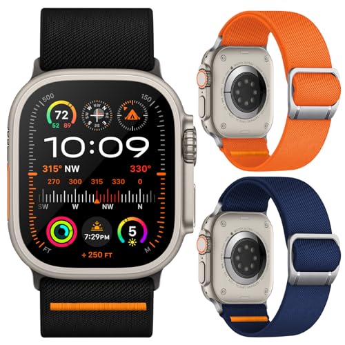 Finoriss Elastische Armbänder Kompatibel mit Apple Watch Ultra 2 49mm, Apple Watch Ultra 49mm, Series 9 8 7 45mm, Series 6 5 4 44mm 42mm, Nylon Stoff Sport Armband Finoriss Elastische Armbänder Kompatibel mit Apple Watch Ultra 2 49mm, Apple Watch Ultra 49mm, Series 9 8 7 45mm, Series 6 5 4 44mm 42mm, Nylon Stoff Sport Armband von Finoriss