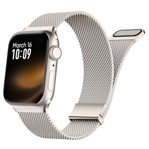 Finoriss Metallarmband Kompatibel mit Apple Watch Armband 41mm 40mm 38mm, Edelstahl Armband mit Magnetverschluss für Apple Watch SE Series 9 8 7 6 5 4 3 2 1, Polarstern von Finoriss