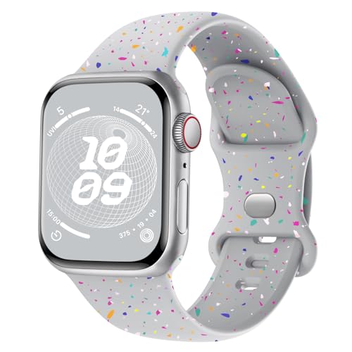 Finoriss Silikon Armband Kompatibel mit Apple Watch Armband 42mm 44mm 45mm 46mm 49mm, Sport Weich Band Kompatibel für iWatch SE Ultra Series 9 8 7 6 5 4 3 Damen Herren Blaugrau von Finoriss