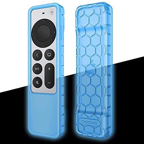 FINTIE Schutzhülle für Apple TV Siri Remote 2021 – Honigkamm, leicht, rutschfest, stoßfest, Silikonhülle für Apple TV 4K / HD Siri Fernbedienung (2. Generation), Himmelblau-Glow von FINTIE