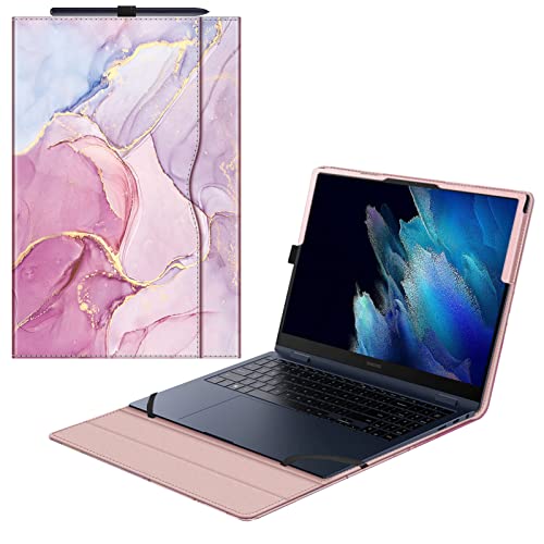 FINTIE Schutzhülle für Samsung Galaxy Book2 Pro 360 NP950QED/Galaxy NP950XED/Galaxy Book NP950QDB/Galaxy NP950XDB – Premium-PU-Leder, G-Marmor von Fintie