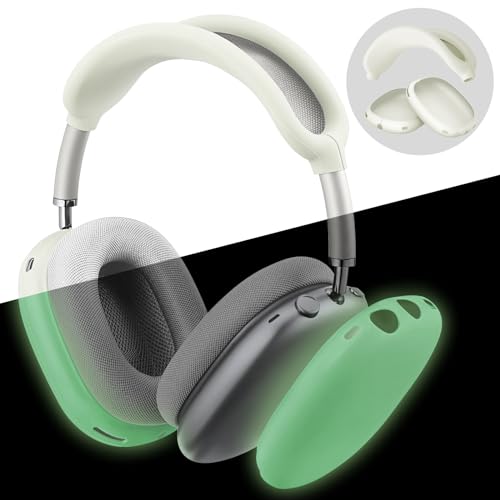 FINTIE Silikon-Schutzhülle für AirPods Max - Anti-Kratz-Ohrmuschel und Kopfband-Abdeckung, Zubehör Skin Protector (Grün, Leuchtet im Dunkeln) von FINTIE