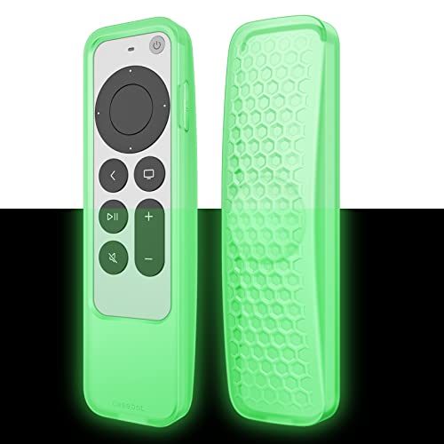 Fintie 2-in-1 Schutzhülle für 2022/2021 Apple TV Siri Fernbedienung und Apple AirTag – Leichte rutschfeste Stoßfeste Hülle für Apple TV 4K / HD Siri Remote Controller (3. /2. Gen), Grünes Leuchten von FINTIE