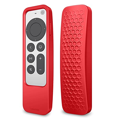 Fintie 2-in-1 Schutzhülle für 2022/2021 Apple TV Siri Fernbedienung und Apple AirTag – Leichte rutschfeste Stoßfeste Hülle für Apple TV 4K / HD Siri Remote Controller (3. /2. Gen), Rot von FINTIE
