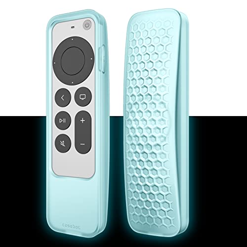 Fintie 2-in-1 Schutzhülle für 2022/2021 Apple TV Siri Fernbedienung und AirTag – Leichte rutschfeste Stoßfeste Hülle für Apple TV 4K / HD Siri Remote Controller (3. /2. Gen), Blaues Leuchten von FINTIE