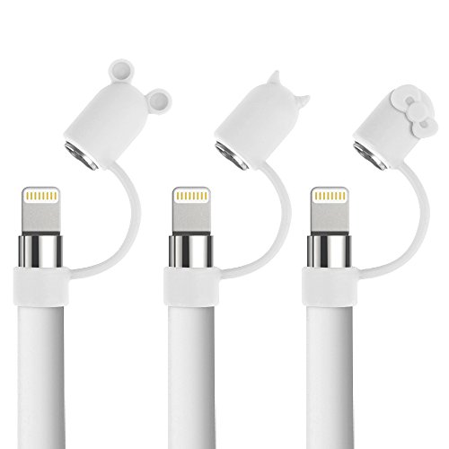 Fintie [3-Shape] Pencil Kappe Kompatibel mit Apple Pencil 1. Generation - Silikon Ersatzkappe Hülle Stiftehalter Schutz Halterung für iPad 9.7, iPad Air 2019/Mini 5, Weiß von FINTIE