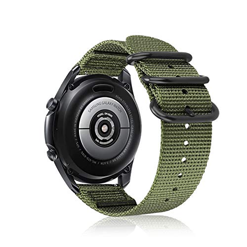 Fintie Armband kompatibel mit Galaxy Watch 3, 45 mm, weiches gewebtes Nylonband, 22 mm, Schnellverschluss, verstellbares Ersatzarmband, Olivgrün von Fintie