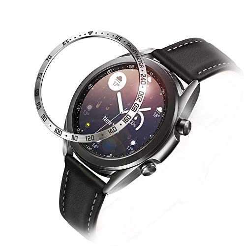 Fintie Bezel Kompatibel mit Samsung Galaxy Watch 3 41mm Smartwatch - Edelstahl Lünette Ring Schutz Kratzfest Ring, Silber/Schwarz von Fintie