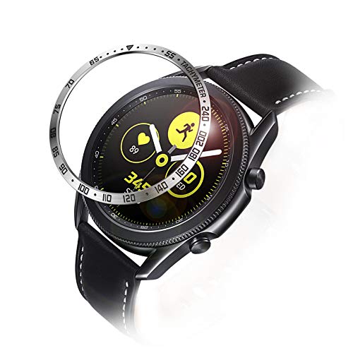 Fintie Bezel Kompatibel mit Samsung Galaxy Watch 3 45mm Smartwatch - Edelstahl Lünette Ring Schutz Kratzfest Ring, Silber/Schwarz von Fintie