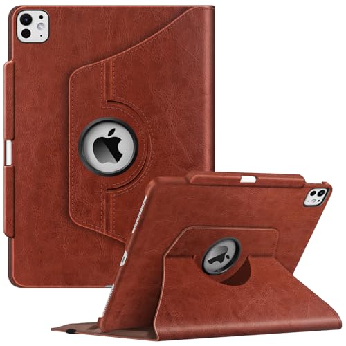Fintie Drehbare Schutzhülle für iPad Pro 33 cm (13 Zoll) (M4) 2024 mit Stifthalter, 360° drehbar, Schutzhülle mit automatischem Aktiv- und Schlafmodus, Braun von FINTIE