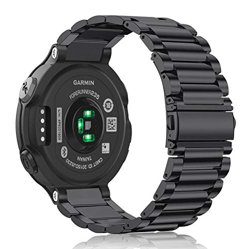 Fintie Ersatz-Uhrenarmband für Garmin Forerunner 235, Edelstahl, Metall, kompatibel mit Garmin Forerunner 235/220/230/620/630/735XT Smartwatch, schwarz von Fintie